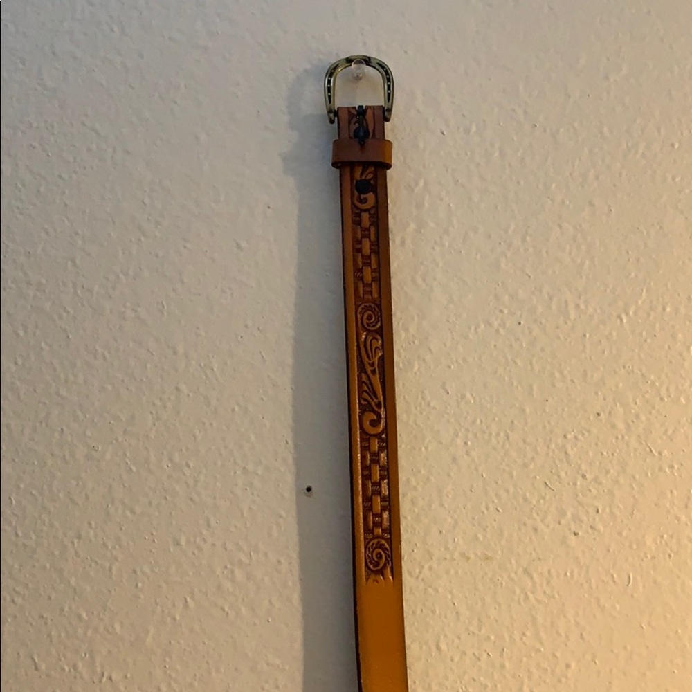 Hand graved leather belt